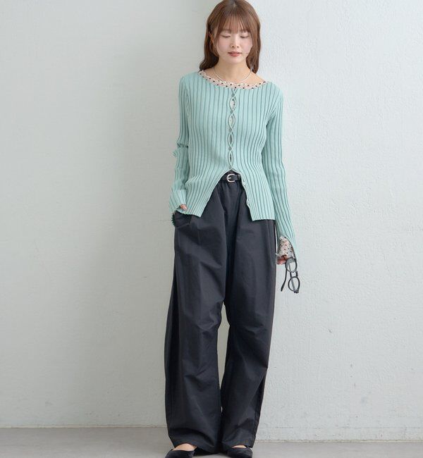  「ラウンドスリットリブカーディガン」|カーディガン|