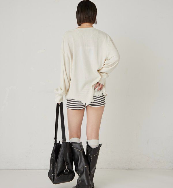  「【FromVintage】ダメージワッフルヘンリーL/STEE」|Tシャツ・カットソー|