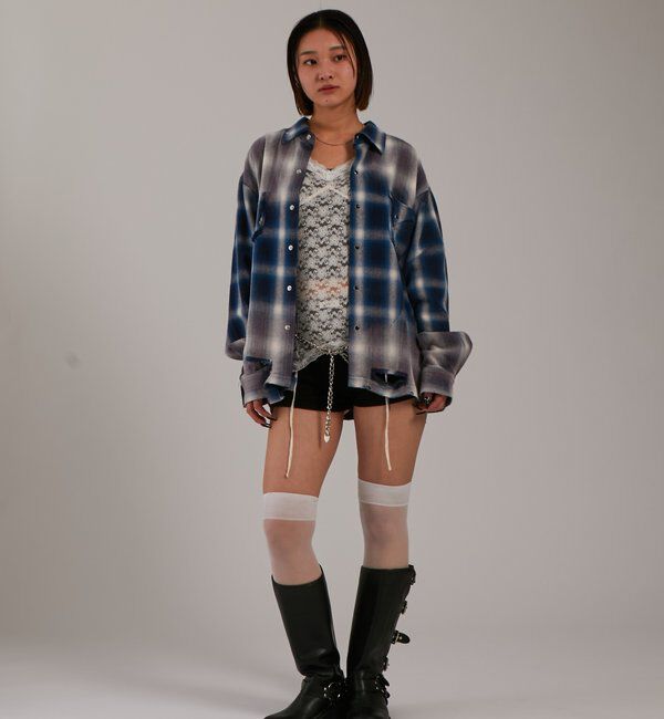  「【FromVintage】ダメージチェックシャツ」|シャツ・ブラウス|