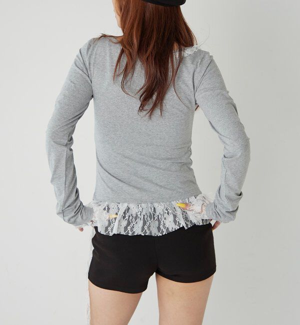  「【WEB限定】レースリメイクメッセージトップス」|Tシャツ・カットソー|