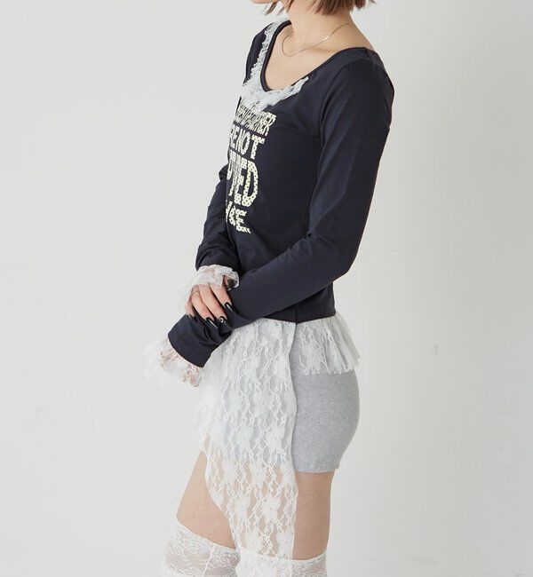  「【WEB限定】レースリメイクメッセージトップス」|Tシャツ・カットソー|