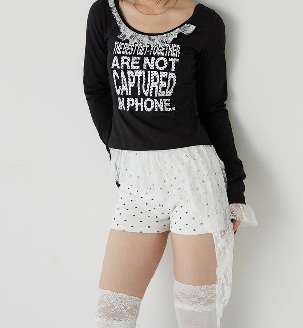  「【WEB限定】レースリメイクメッセージトップス」|Tシャツ・カットソー|