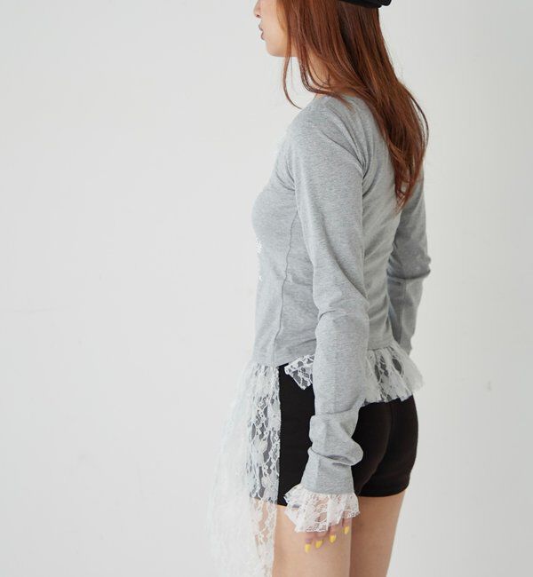  「【WEB限定】レースリメイクメッセージトップス」|Tシャツ・カットソー|