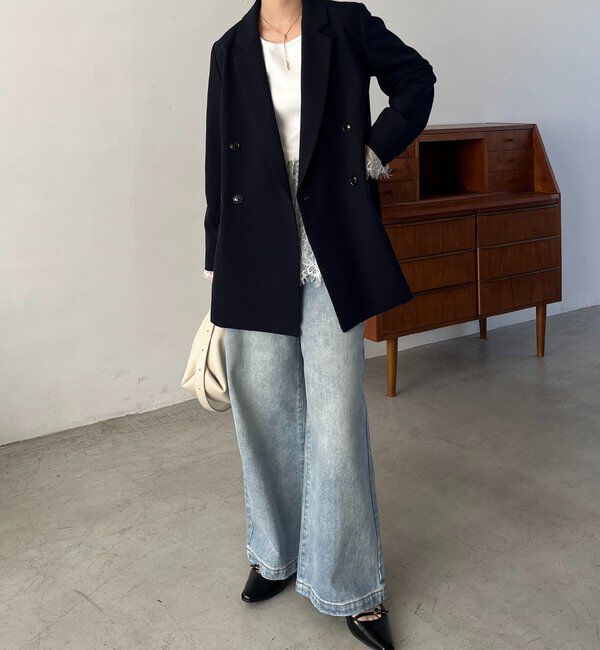  「【再販・サイズ展開あり・WEB限定カラー/グレージュ】Wテーラージャケット」|テーラードジャケット|