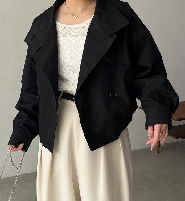  「【サイズ展開あり】ショートトレンチコート」|トレンチコート|