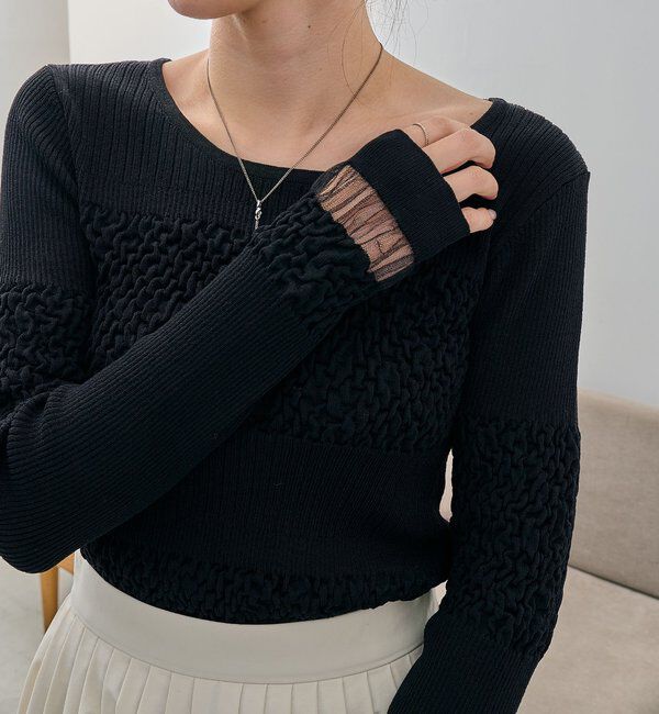  「シャーリングニット」|ニット・セーター|ブラック