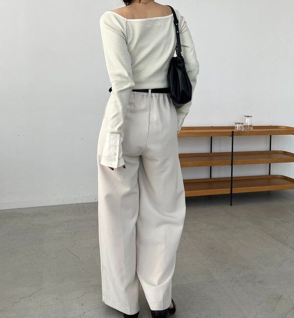  「ボーダー袖ボタンロンT」|Tシャツ・カットソー|