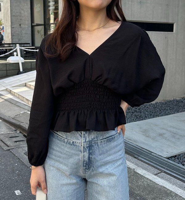  「ウエストマークVネックブラウス」|シャツ・ブラウス|