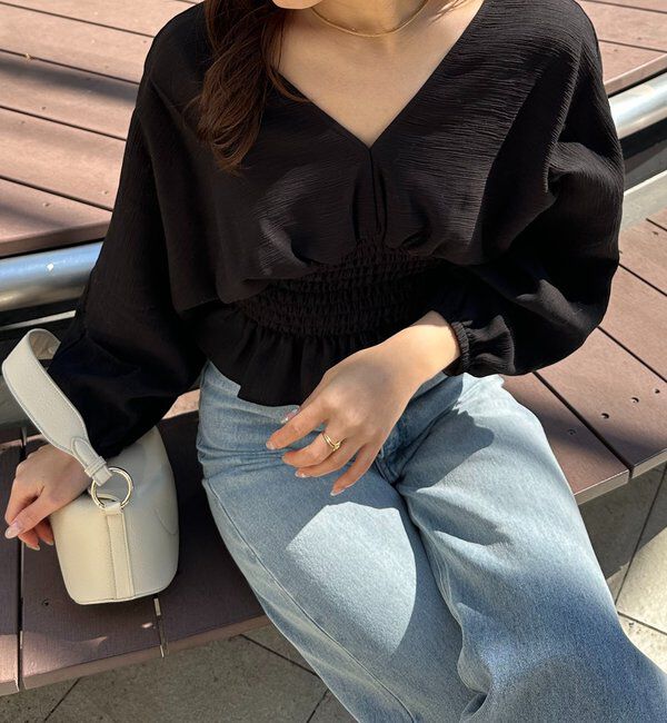  「ウエストマークVネックブラウス」|シャツ・ブラウス|