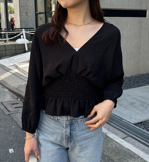  「ウエストマークVネックブラウス」|シャツ・ブラウス|