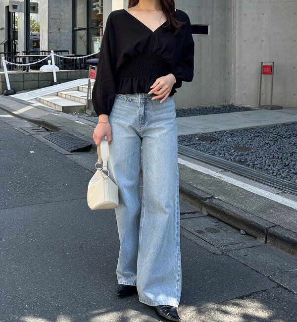  「ウエストマークVネックブラウス」|シャツ・ブラウス|