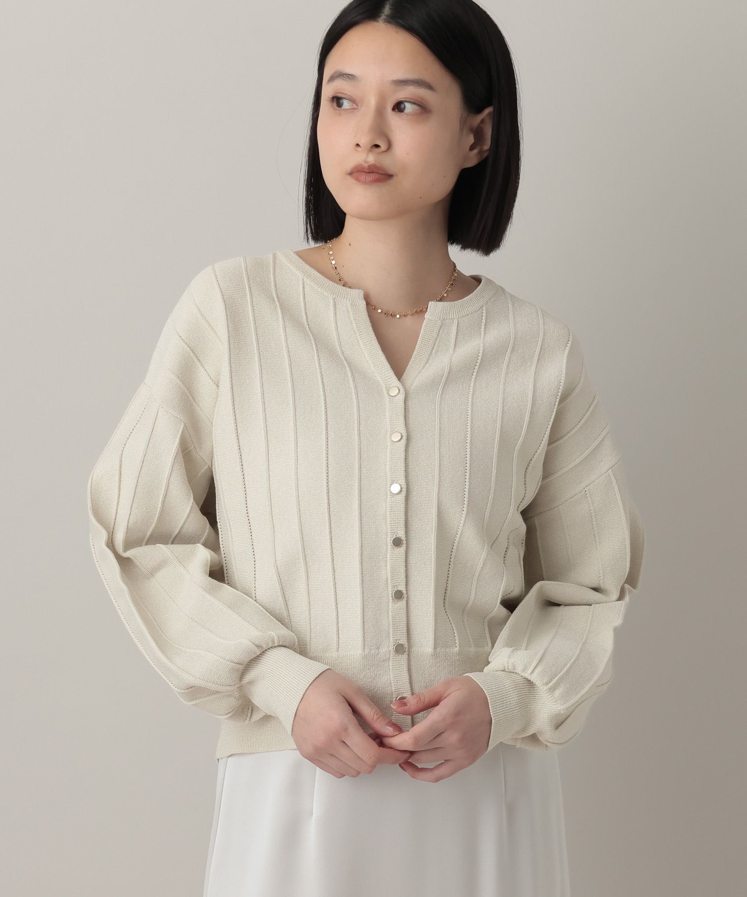 A part by 「アイレットアミショートカーディガン」|ニット・セーター|オフホワイト２