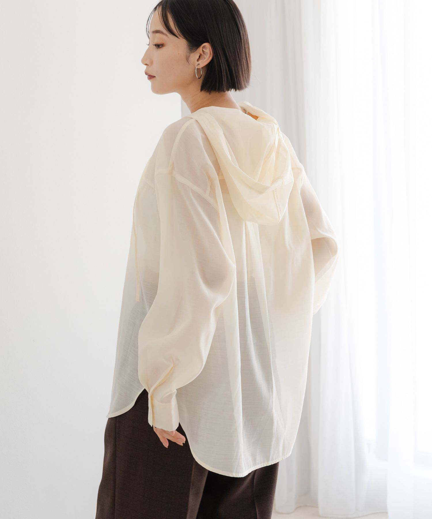 LOWRYS FARM「シアーフードシャツ」|シャツ・ブラウス|