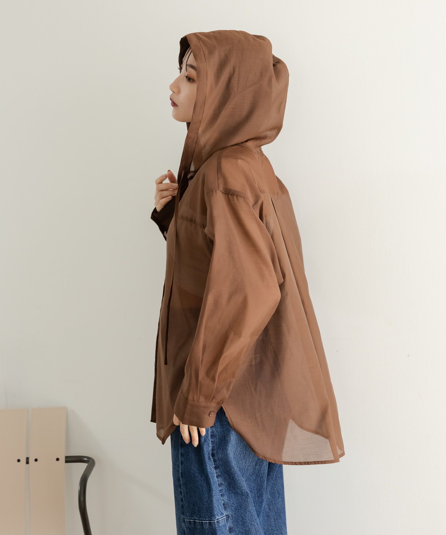 LOWRYS FARM「シアーフードシャツ」|シャツ・ブラウス|