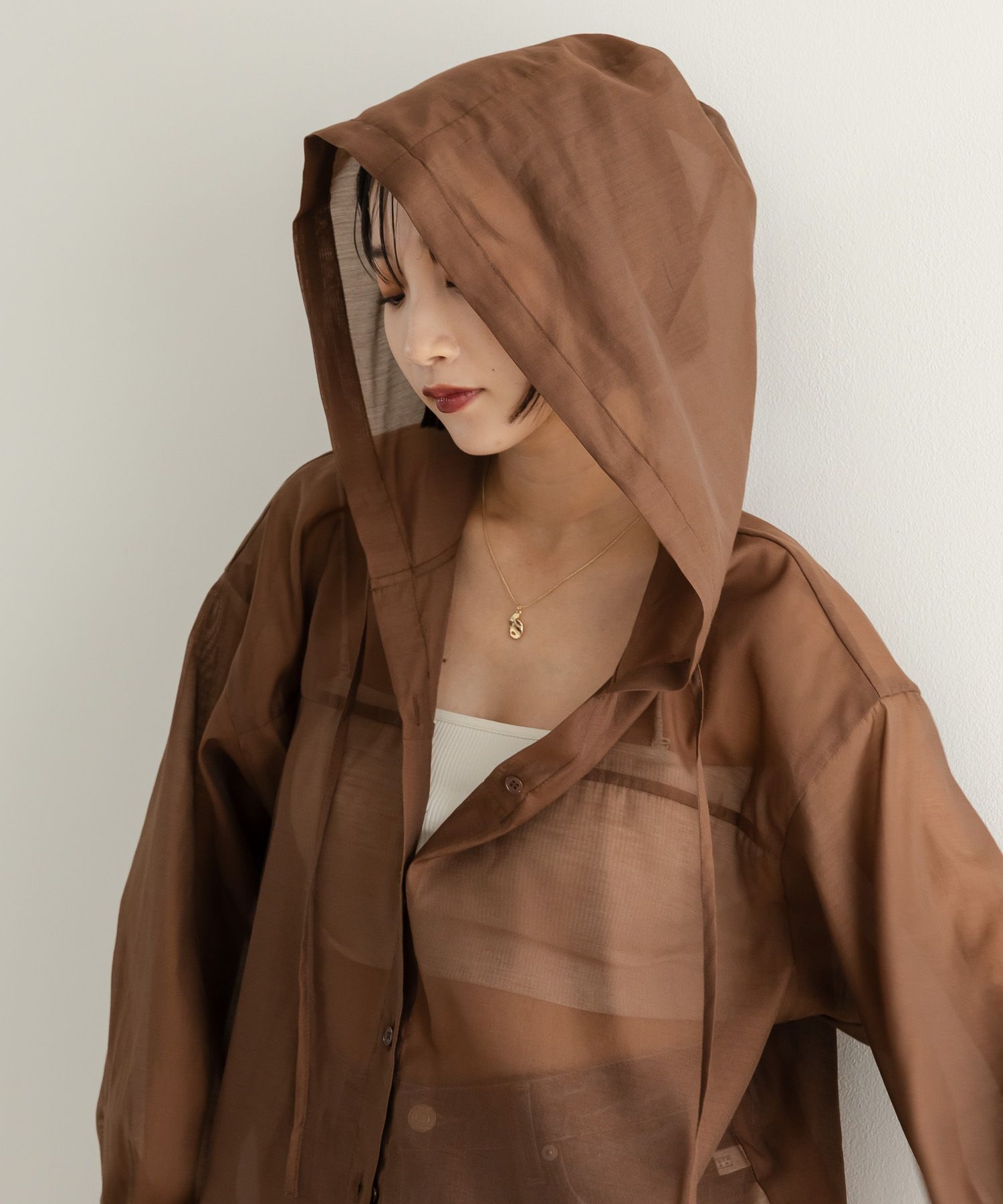 LOWRYS FARM「シアーフードシャツ」|シャツ・ブラウス|