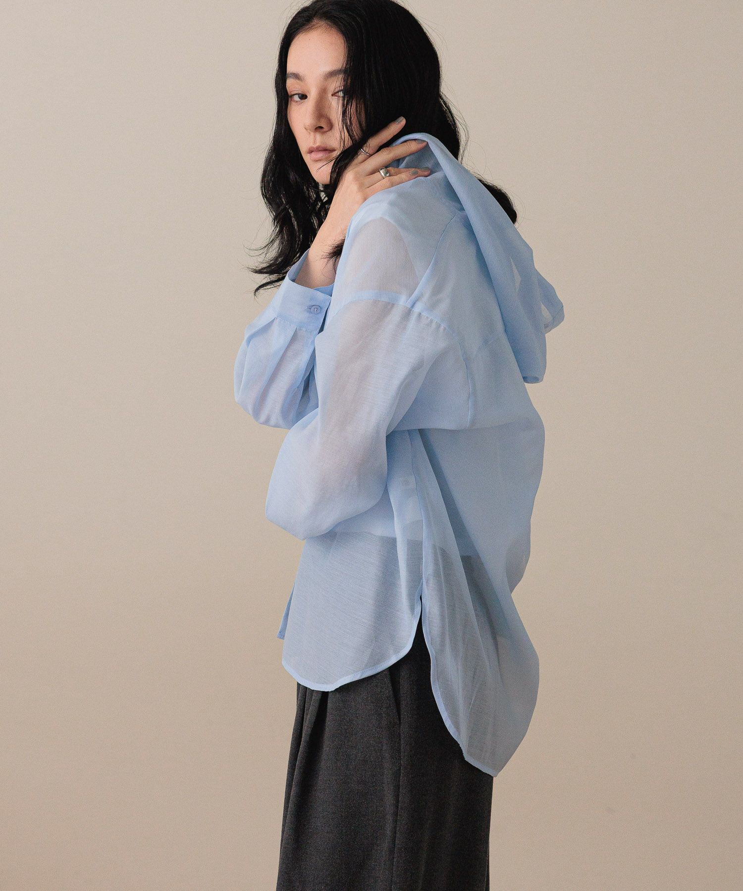 LOWRYS FARM「シアーフードシャツ」|シャツ・ブラウス|