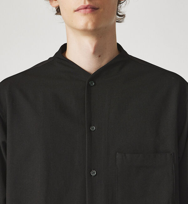 ABAHOUSE「【変形襟】定番/シャンブレーツイル カラーレス シャツ / バンドカラーシャツ」|シャツ・ブラウス|