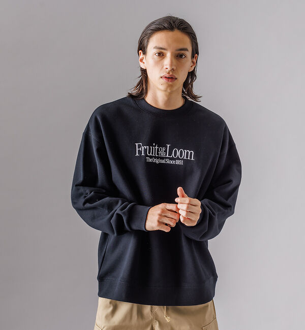 ABAHOUSE「【FRUIT OF THE LOOM】エンブレム 刺繍 ヘビーオンス ルーズ ク」|スウェット・ジャージ|ブラック