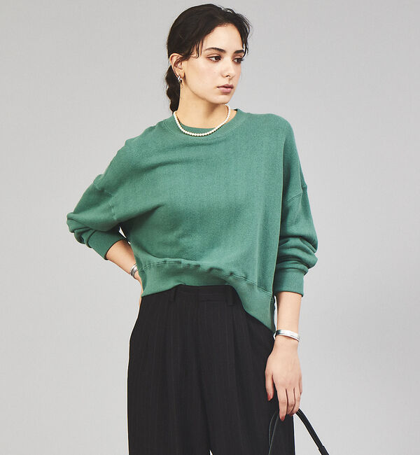 ABAHOUSE「【JEMORGAN/ジェーイーモーガン】柔編み裏毛ショート丈クルーネック / 吊」|スウェット・ジャージ|