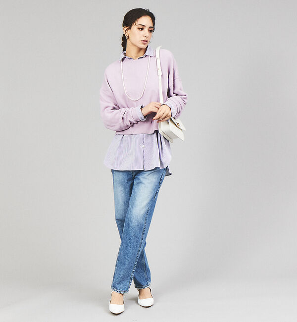 ABAHOUSE「【JEMORGAN/ジェーイーモーガン】柔編み裏毛ショート丈クルーネック / 吊」|スウェット・ジャージ|