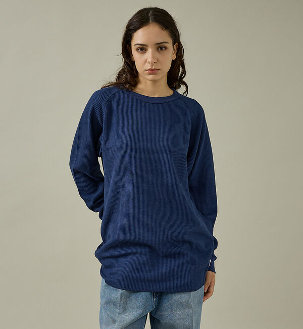 ABAHOUSE「【JEMORGAN/ジェーイーモーガン】CVCワッフル ラグラン裾ラウンドL S」|Tシャツ・カットソー|ネイビー