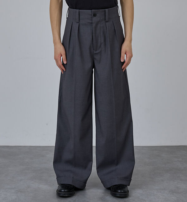 ABAHOUSE「【AH ABAHOUSE】2タック ワイドストレートスラックス / セットアップ」|スラックス|チャコールグレー