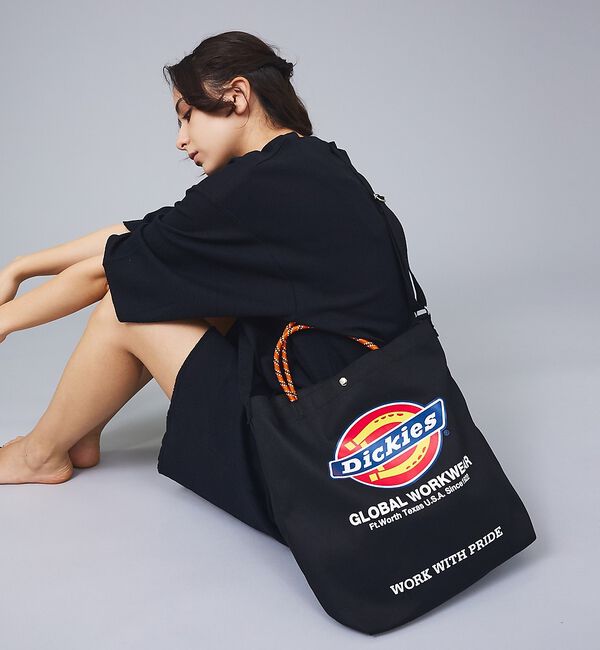 ABAHOUSE「【DICKIES/ディッキーズ】LOGO PRINT ROPE 2WAY SHO」|トートバッグ|ブラック
