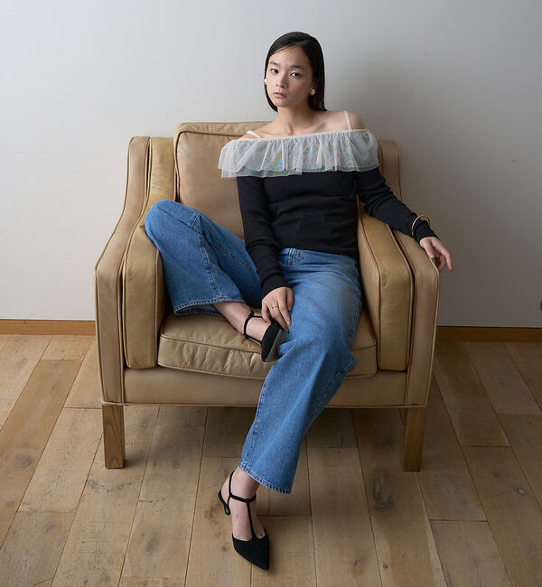 Rouge vif「【一部店舗限定】オフショルチュールリブプルオーバー」|ニット・セーター|