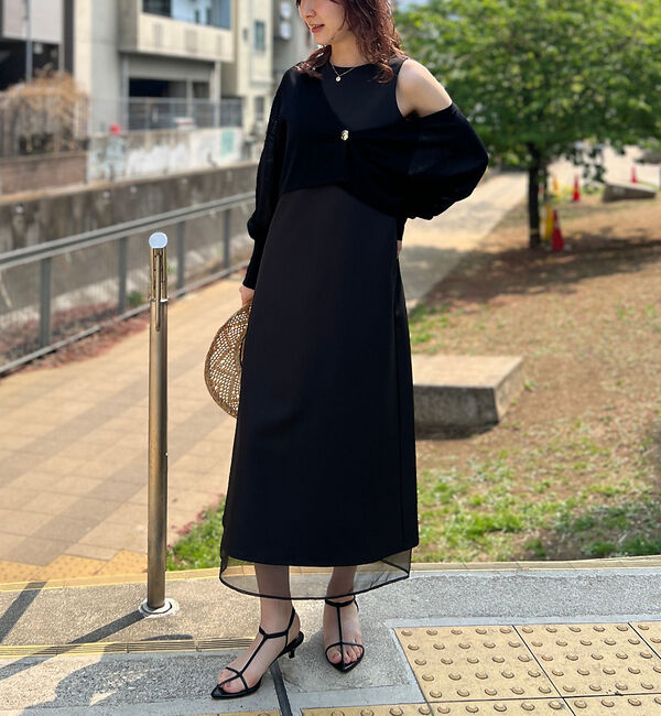 Rouge vif「【一部店舗限定】【2点セット】シアーショートカーディガン&times;ノースリーブワンピセッ」|ワンピース|