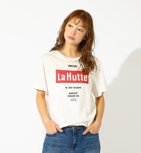 Rouge vif「【La Hutte / ラ ユット】ロゴTシャツ / プリントTシャツ / 半袖」|Tシャツ・カットソー|