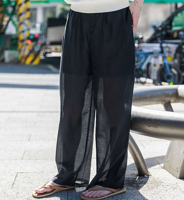 NOMINE「【セットアップ着用可】シアー ワイドパンツ」|その他|ブラック