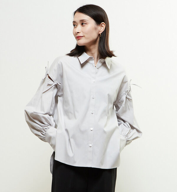 Soffitto「2WAYリボンブラウス」|シャツ・ブラウス|グレー