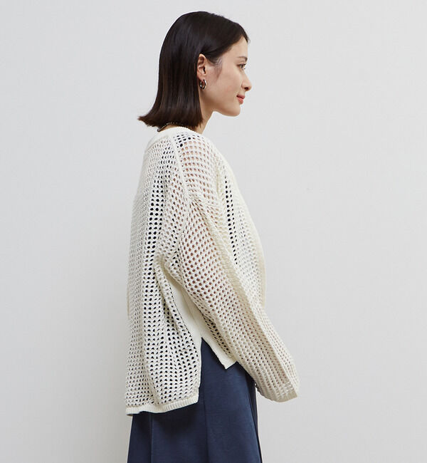 Soffitto「ジップ付きメッシュ編みニットカーディガン」|カーディガン|
