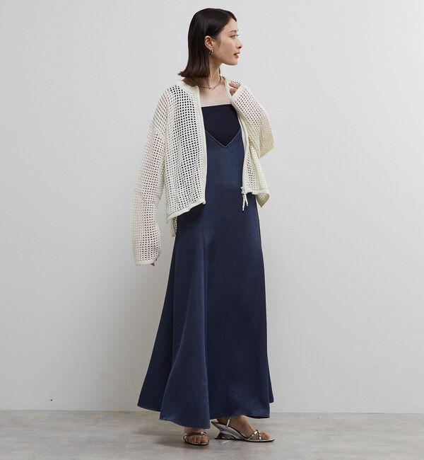 Soffitto「ジップ付きメッシュ編みニットカーディガン」|カーディガン|