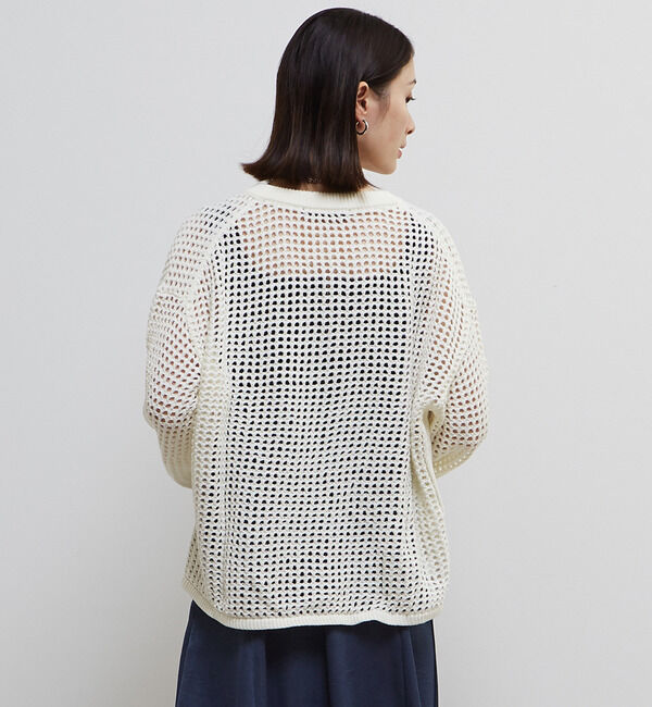 Soffitto「ジップ付きメッシュ編みニットカーディガン」|カーディガン|