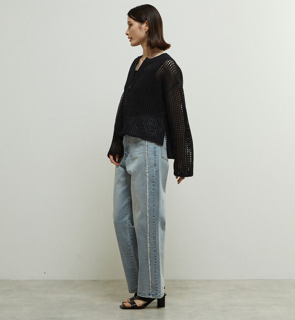 Soffitto「ジップ付きメッシュ編みニットカーディガン」|カーディガン|