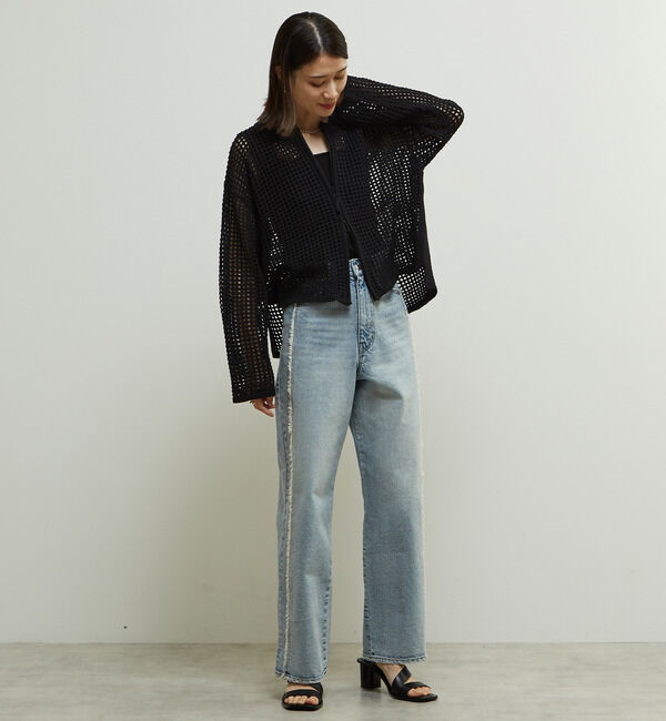 Soffitto「ジップ付きメッシュ編みニットカーディガン」|カーディガン|