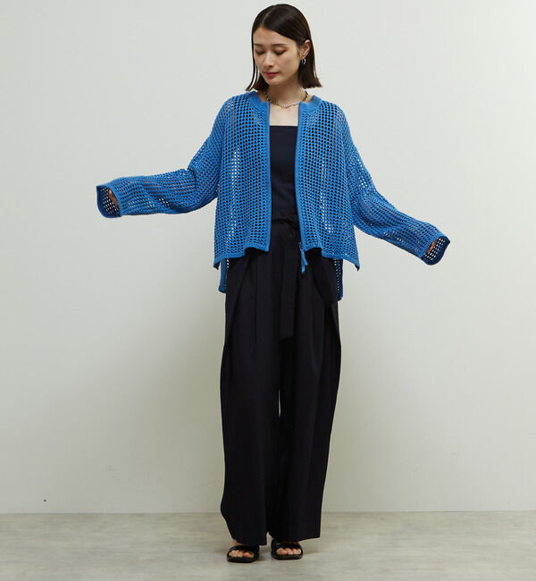 Soffitto「ジップ付きメッシュ編みニットカーディガン」|カーディガン|