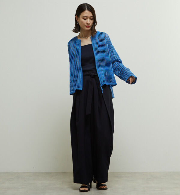 Soffitto「ジップ付きメッシュ編みニットカーディガン」|カーディガン|