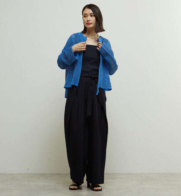 Soffitto「ジップ付きメッシュ編みニットカーディガン」|カーディガン|