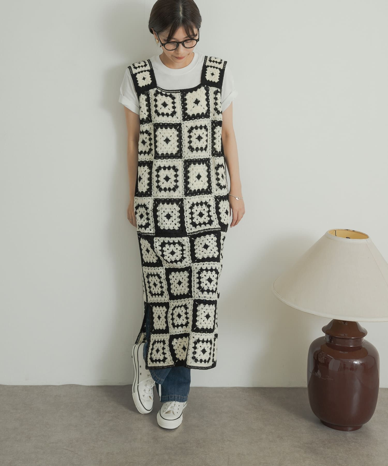 URBAN RESEARCH DOORS「パッチワーククロシェニットワンピース」|ワンピース|