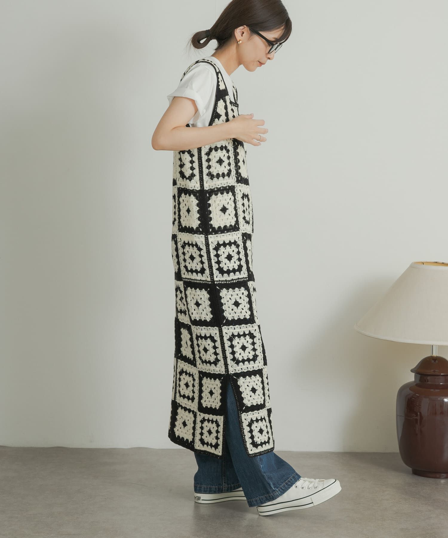 URBAN RESEARCH DOORS「パッチワーククロシェニットワンピース」|ワンピース|