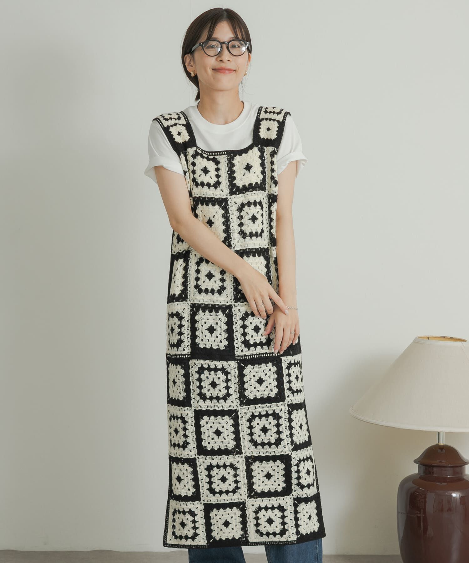 URBAN RESEARCH DOORS「パッチワーククロシェニットワンピース」|ワンピース|