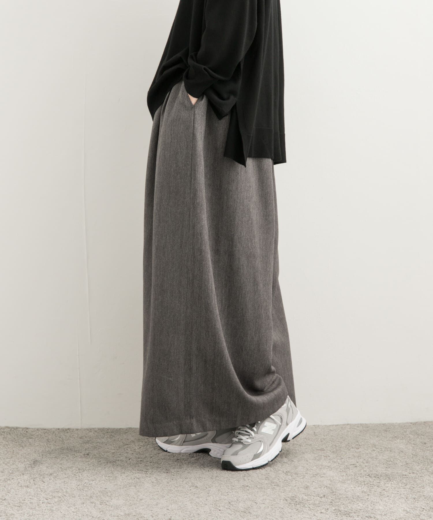 URBAN RESEARCH DOORS「メランジヘリンボーンギャザーワイドパンツ」|その他|