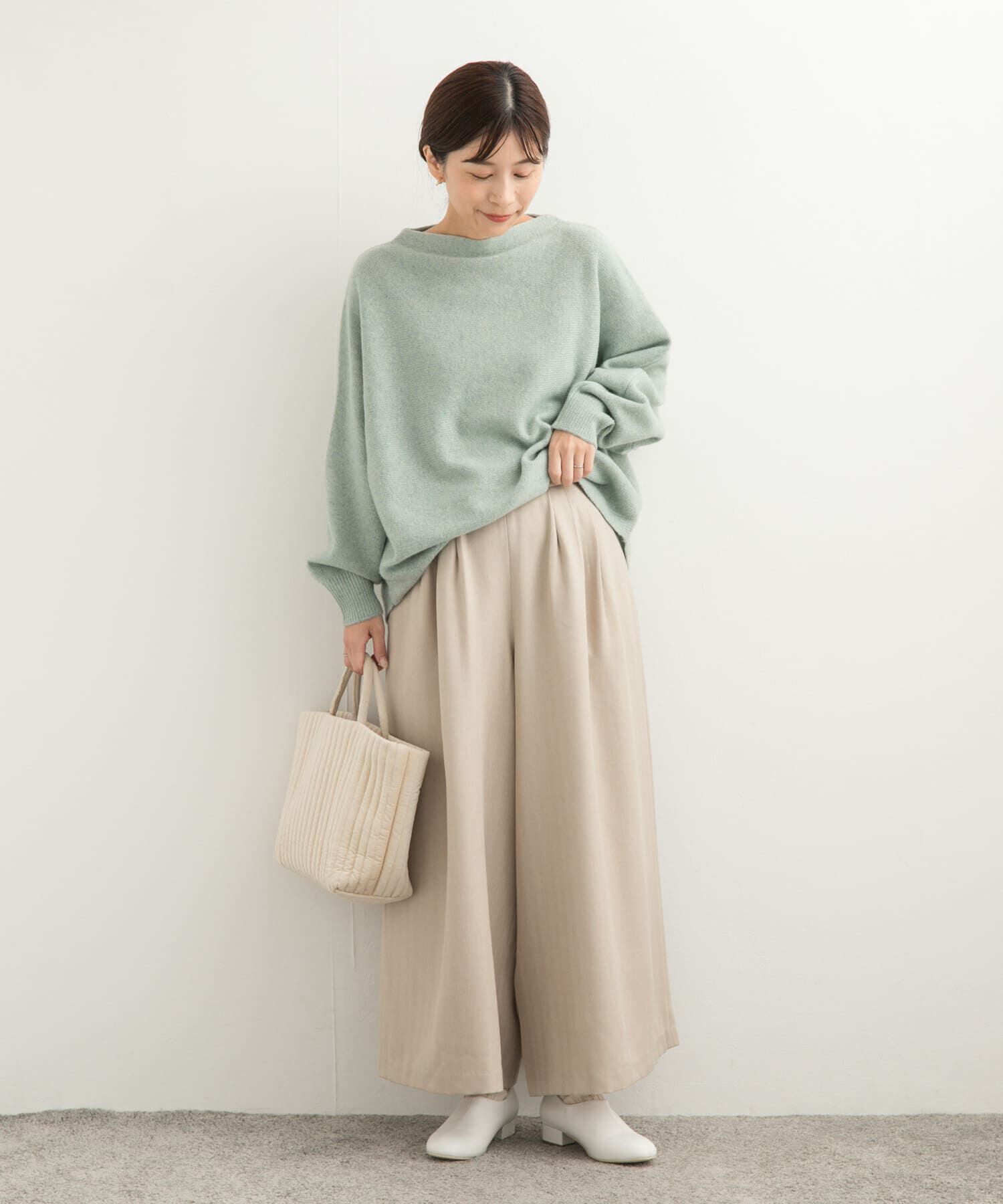 URBAN RESEARCH DOORS「メランジヘリンボーンギャザーワイドパンツ」|その他|