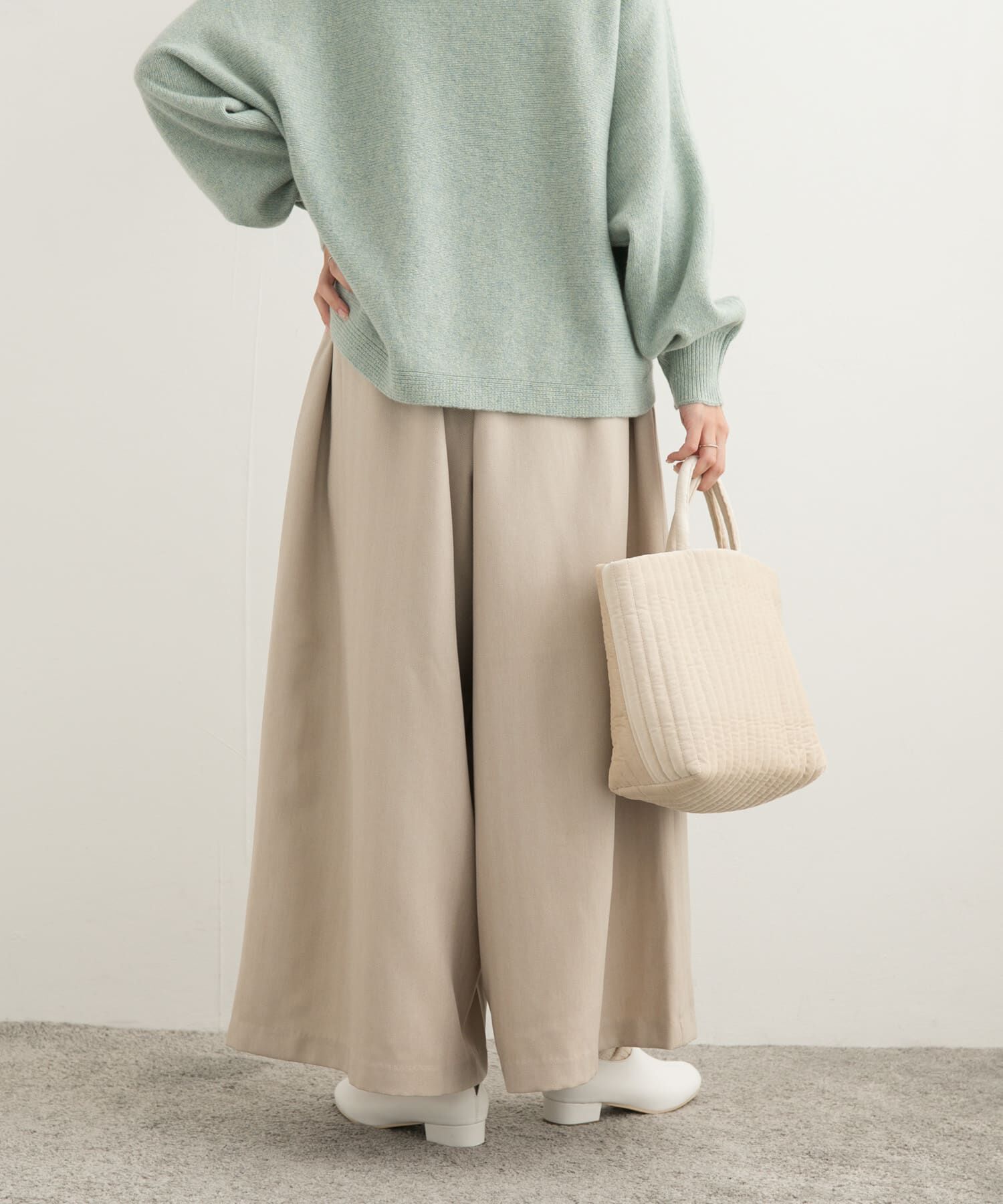 URBAN RESEARCH DOORS「メランジヘリンボーンギャザーワイドパンツ」|その他|