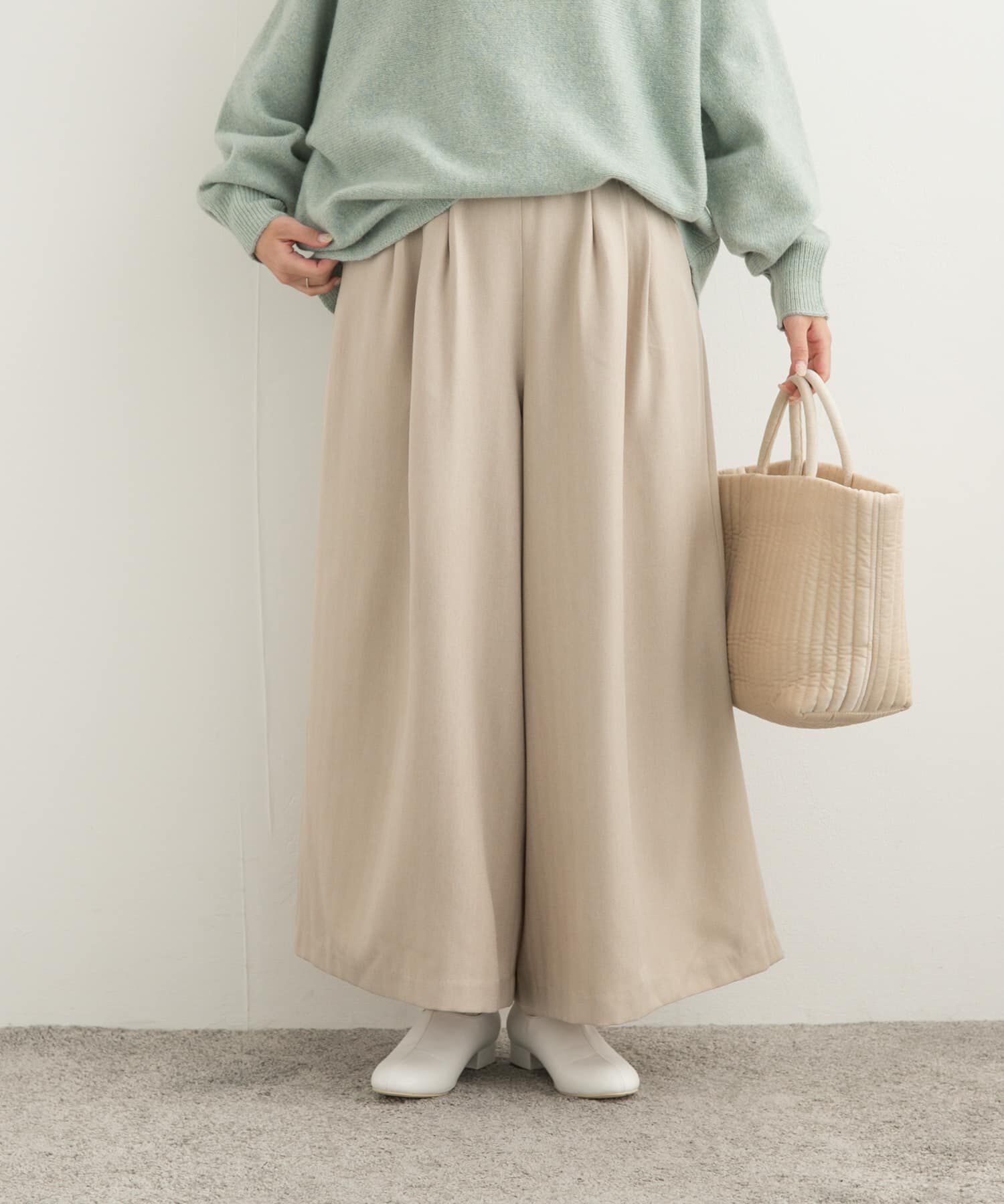 URBAN RESEARCH DOORS「メランジヘリンボーンギャザーワイドパンツ」|その他|