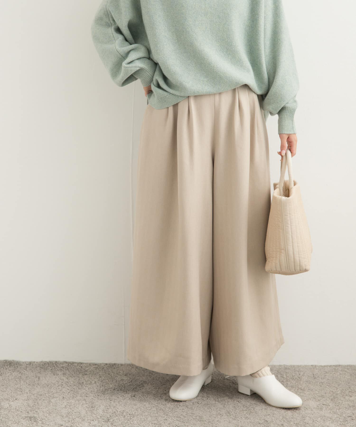 URBAN RESEARCH DOORS「メランジヘリンボーンギャザーワイドパンツ」|その他|