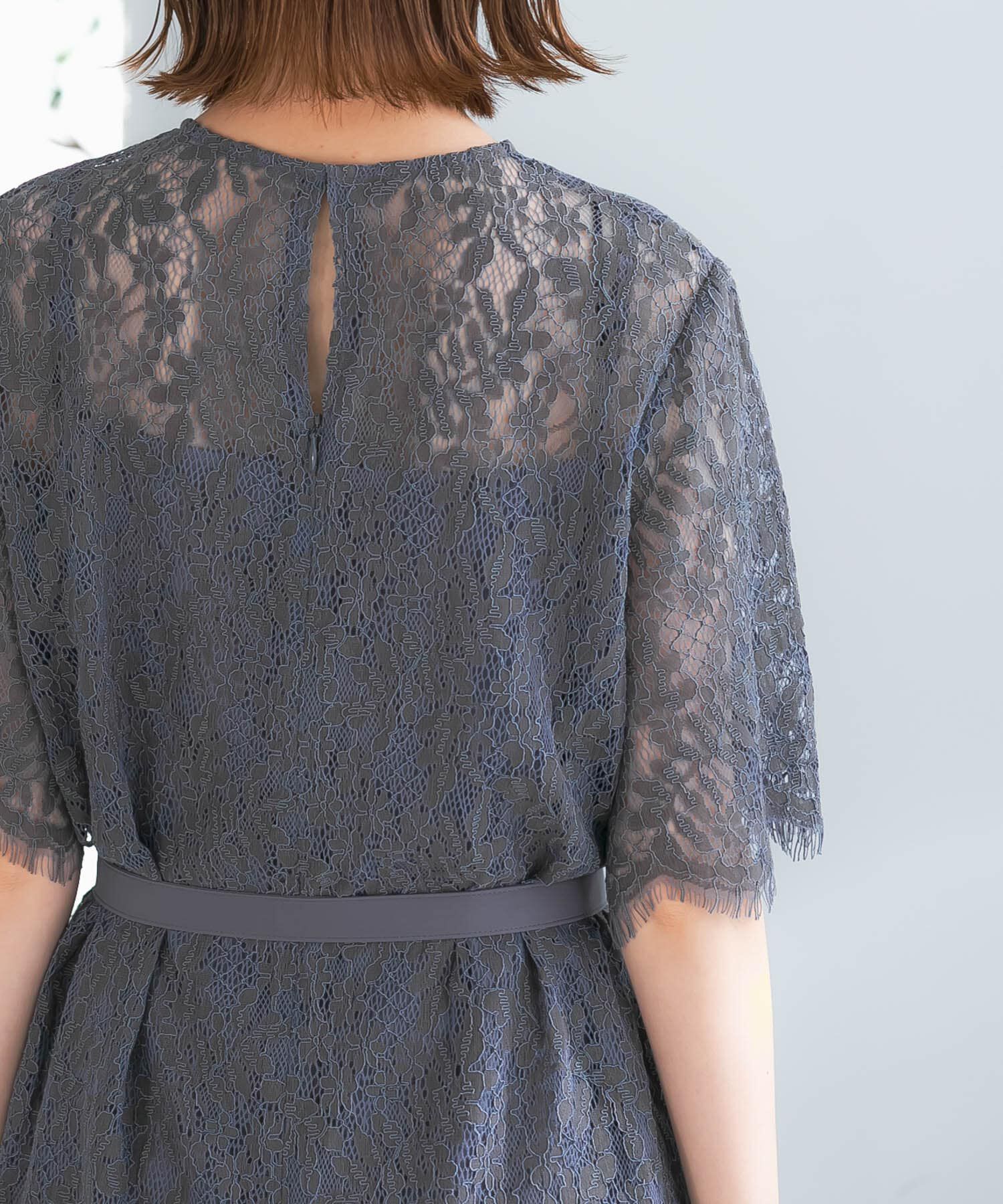 URBAN RESEARCH ROSSO「配色レースストレートドレス」|ワンピース|