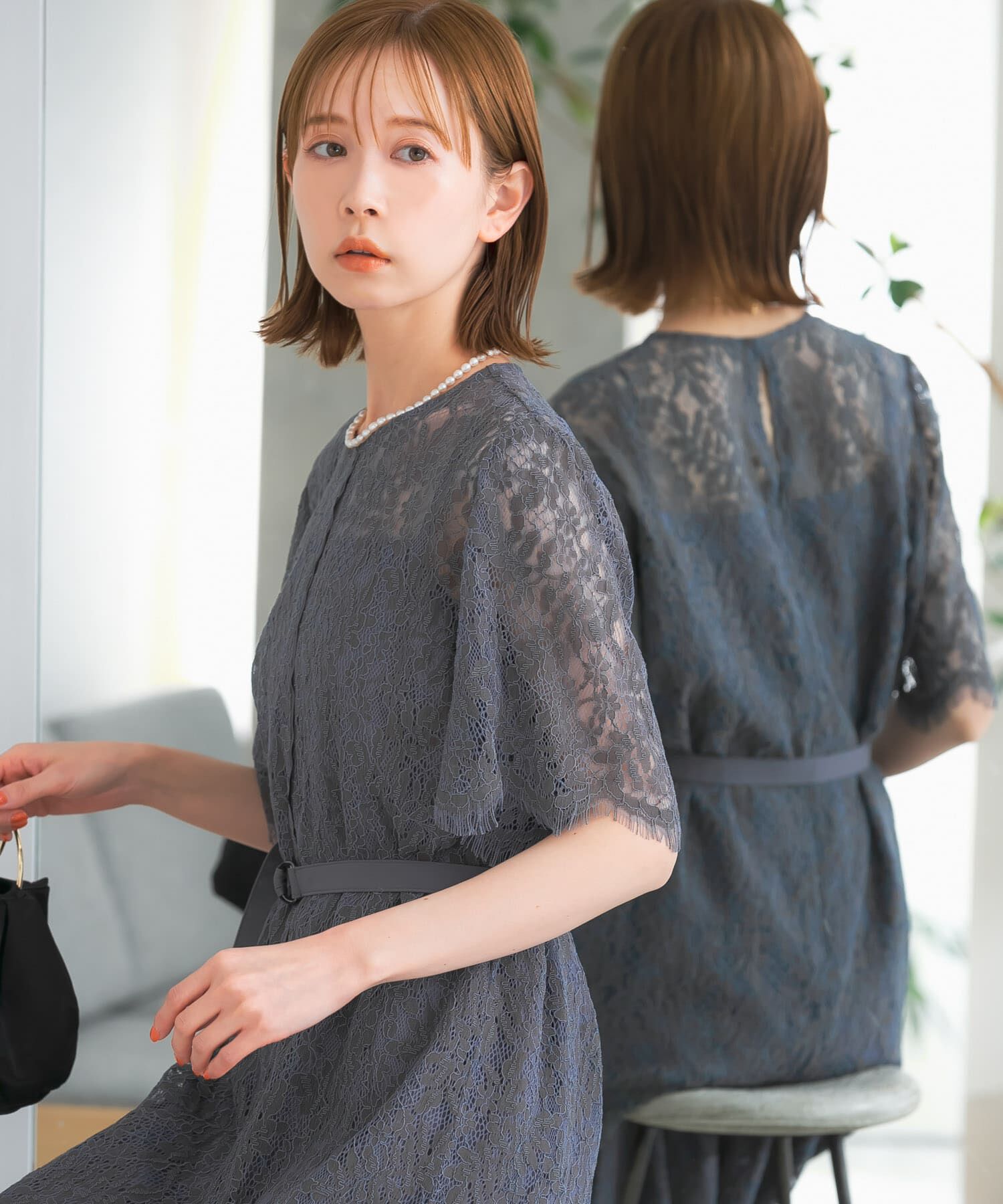 URBAN RESEARCH ROSSO「配色レースストレートドレス」|ワンピース|